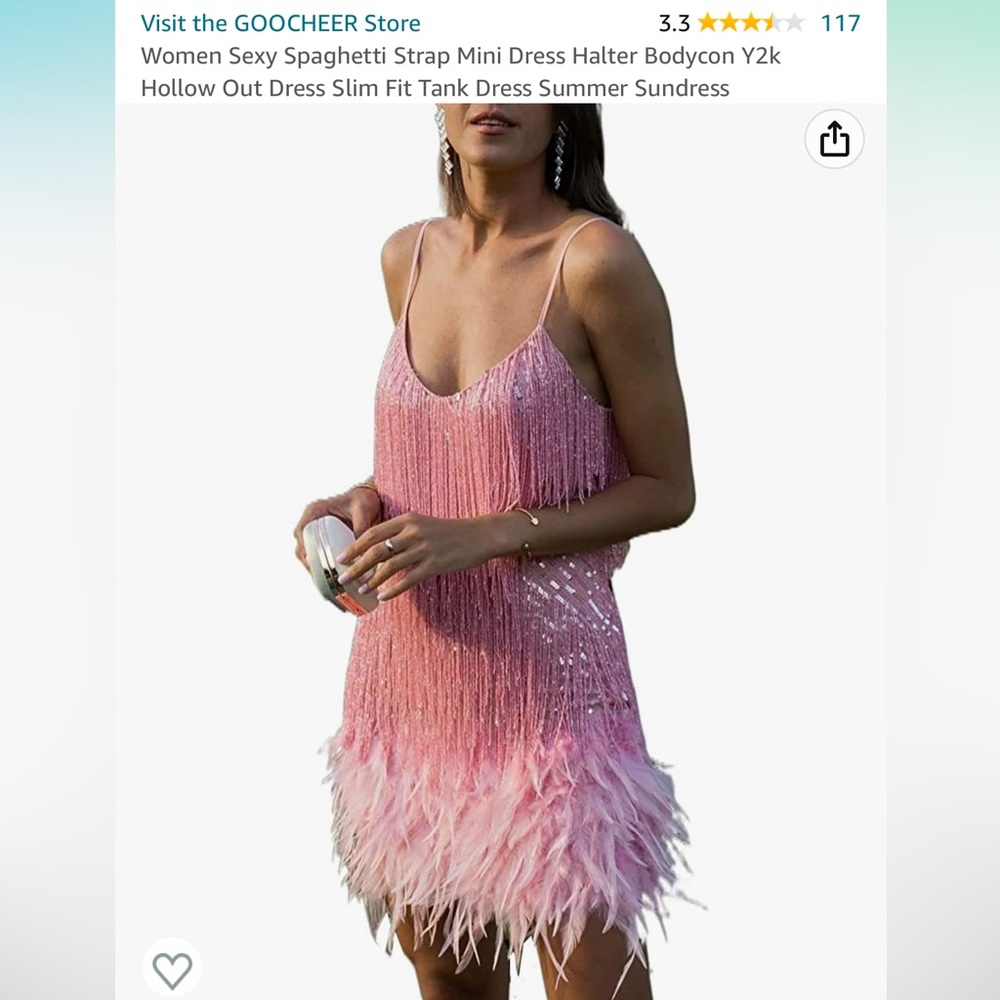 Pink fringe/feather dress